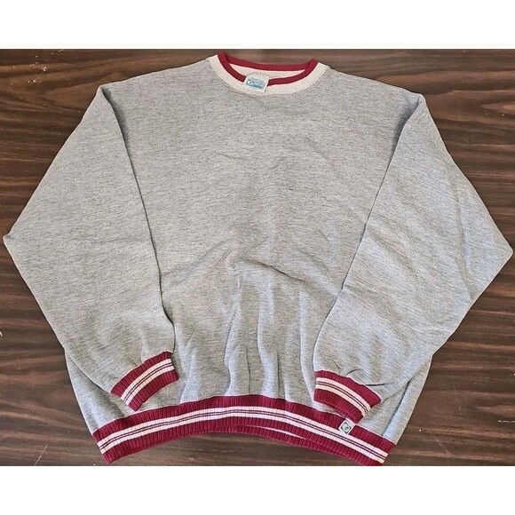 Vintage DISCUS athletic Sweatshirt Crewneck Gray Maroon Size XL 100% Cotton USA - Picture 1 of 5